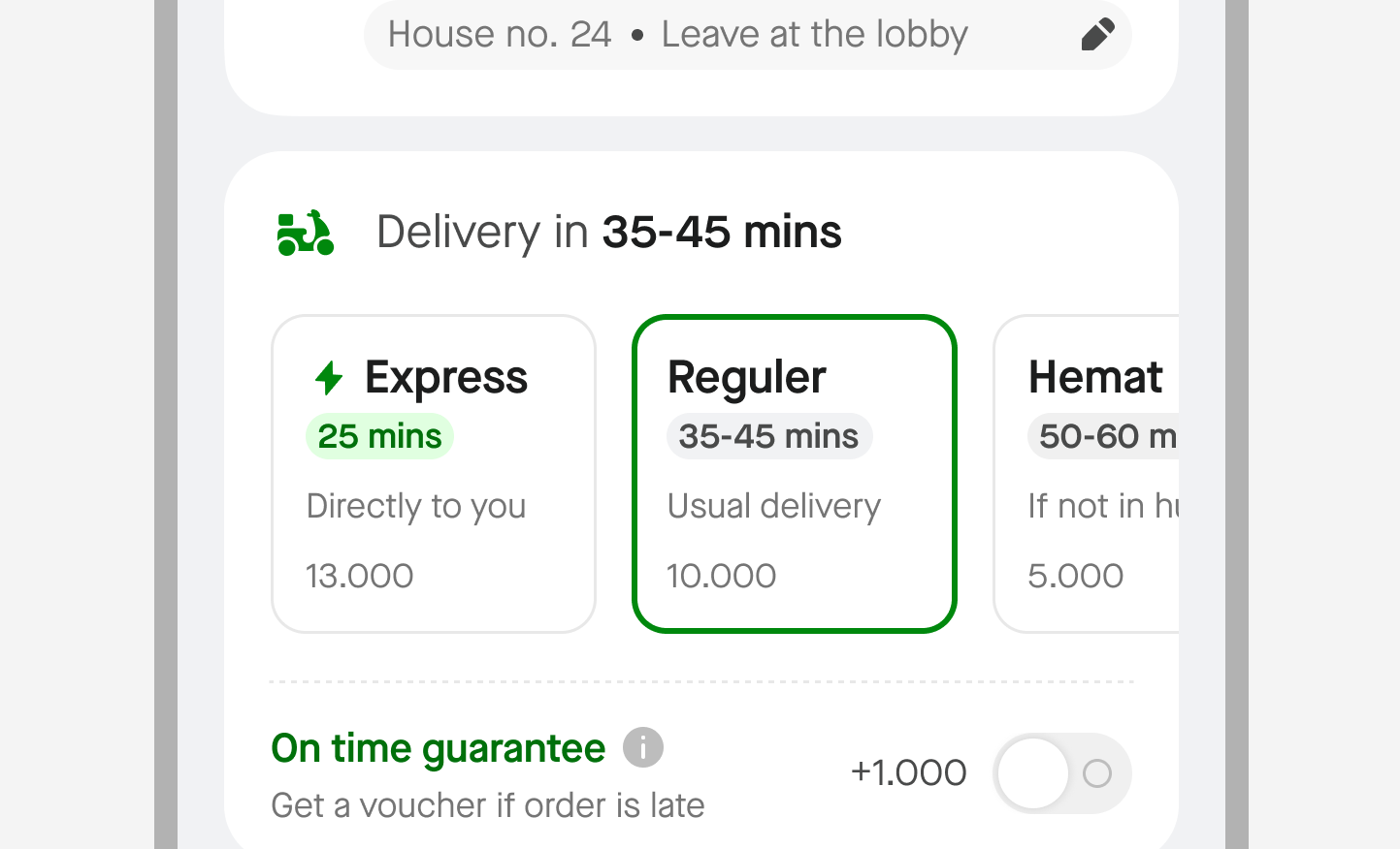 Delivery options — after